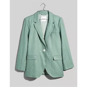 Madewell The Larsen Blazer in 100% Linen Green Size M